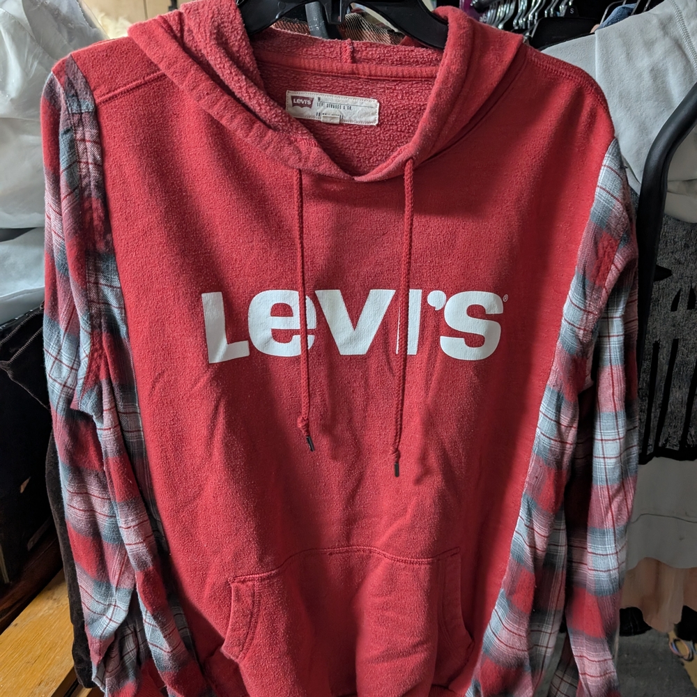 Levi's Red Plaid Men's Hoodie Shirt